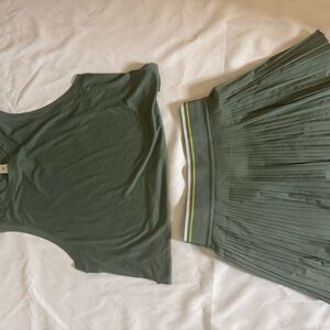 lululemon athletica Forest Green Pleated Mini Skirt